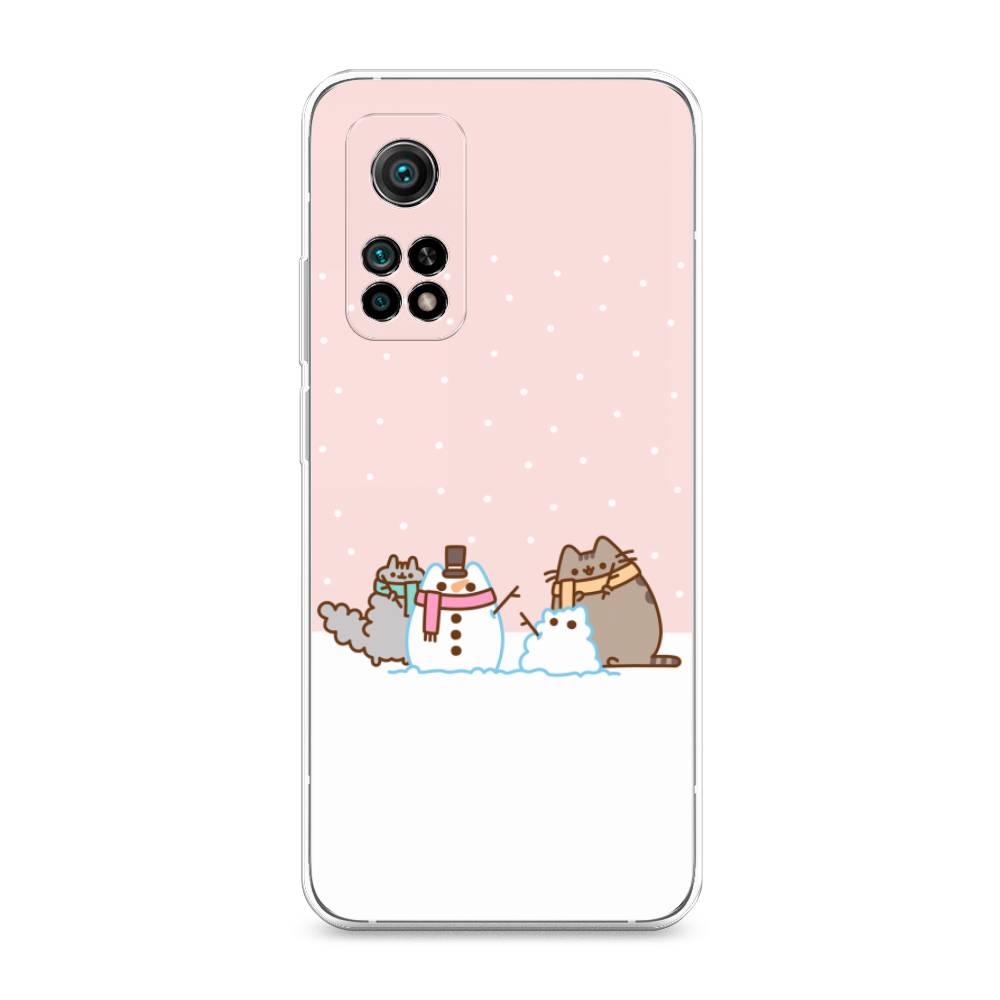 

Чехол на Xiaomi Mi 10T"Котики в снегу", Розовый;белый;серый, 37750-5