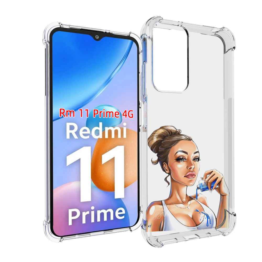 

Чехол MyPads девушка-пролила-краску женский для Xiaomi Redmi 11 Prime 4G, Прозрачный, Tocco