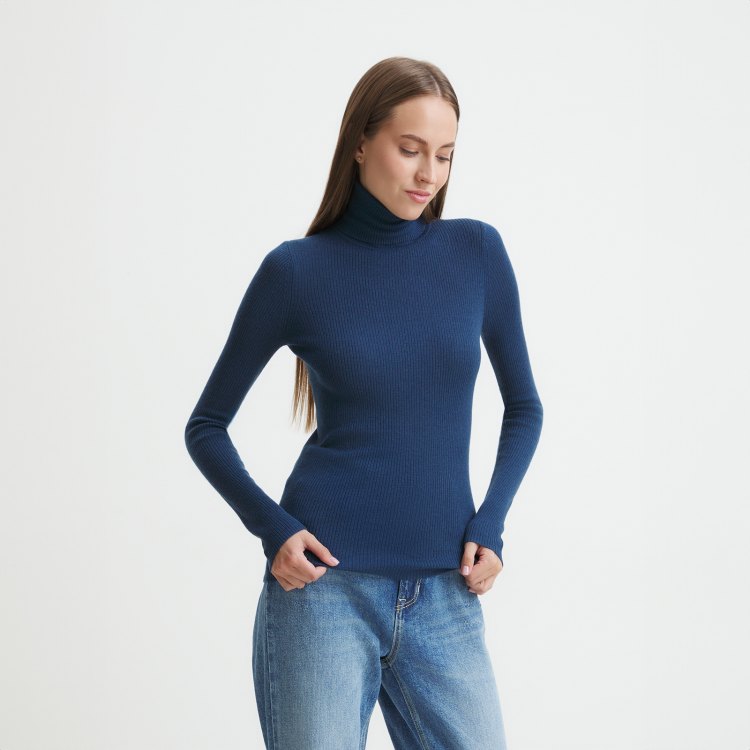 

Водолазка женская Maison David 19AW0115 синяя M, Синий, 19AW0115