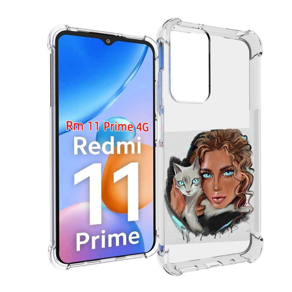 

Чехол MyPads девушка-с-котом-голубые-глаза женский для Xiaomi Redmi 11 Prime 4G, Прозрачный, Tocco