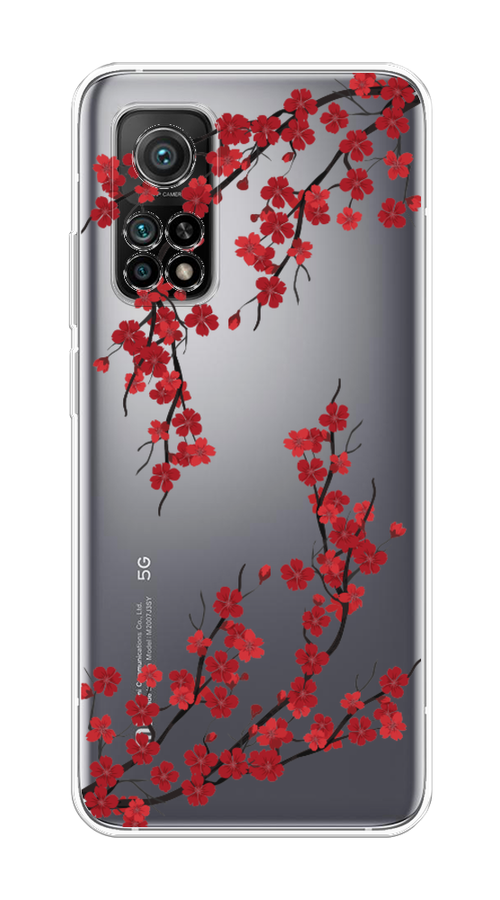

Чехол на Xiaomi Mi 10T"Красная сакура", Красный;черный, 37750-2