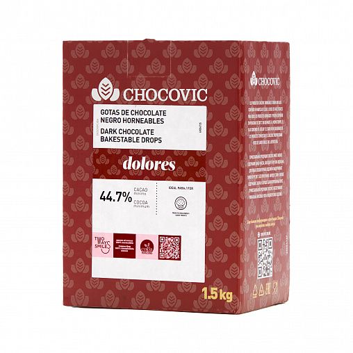 Термостабильные капли Chocovic Dolores из темного шоколада, 1,5 кг