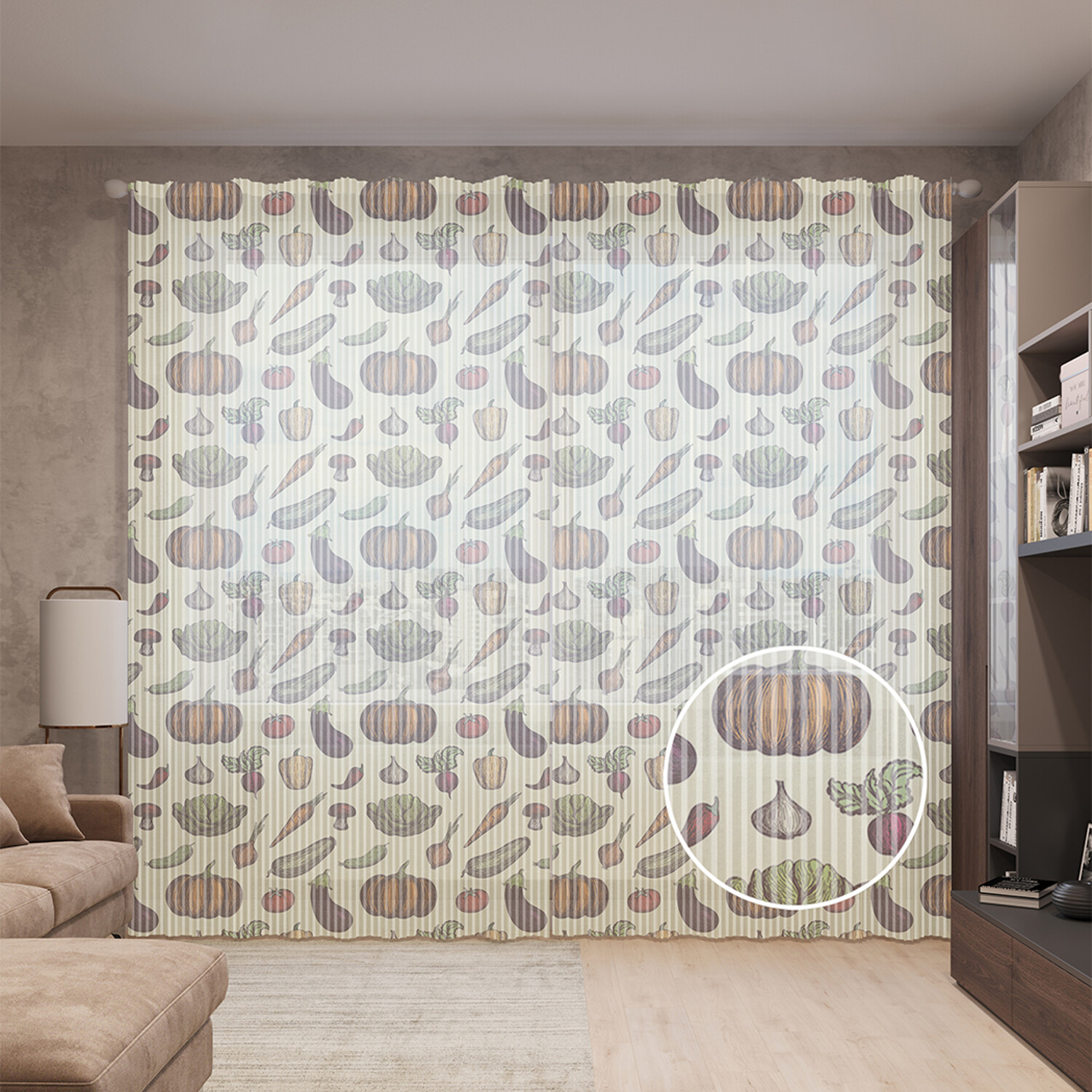 

Тюль вуаль на шторной ленте с принтом JoyArty "Урожай поздней осени", 310х265 см, Урожай поздней осени