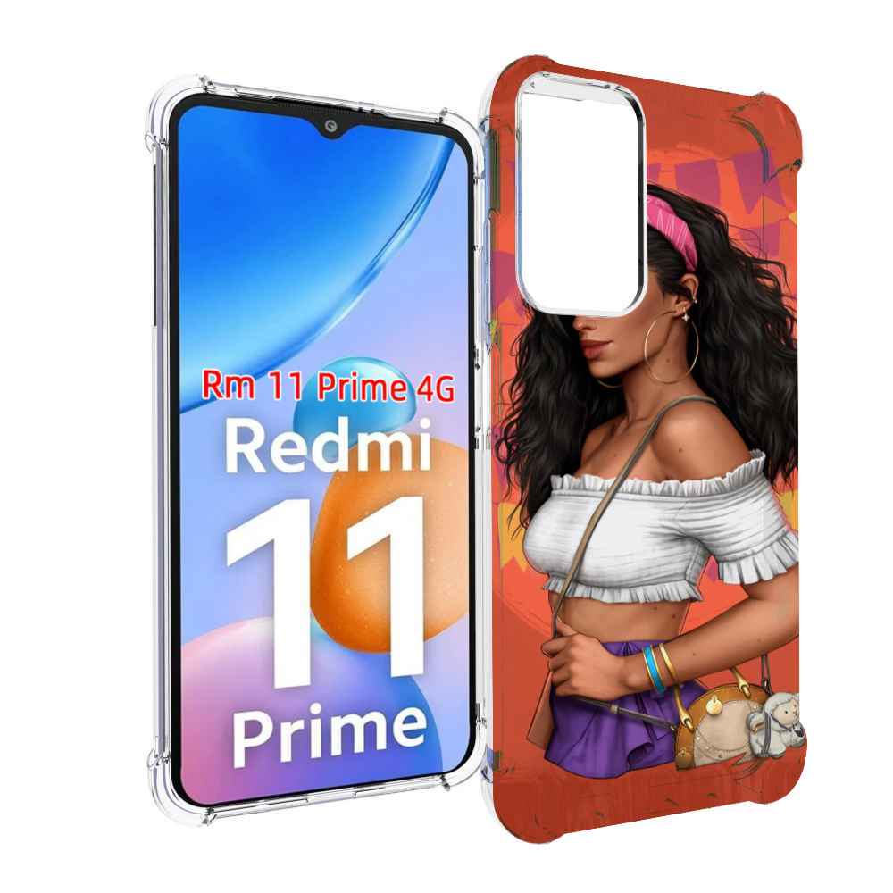 Чехол MyPads девушка-с-сумкой-мулатка женский для Xiaomi Redmi 11 Prime 4G