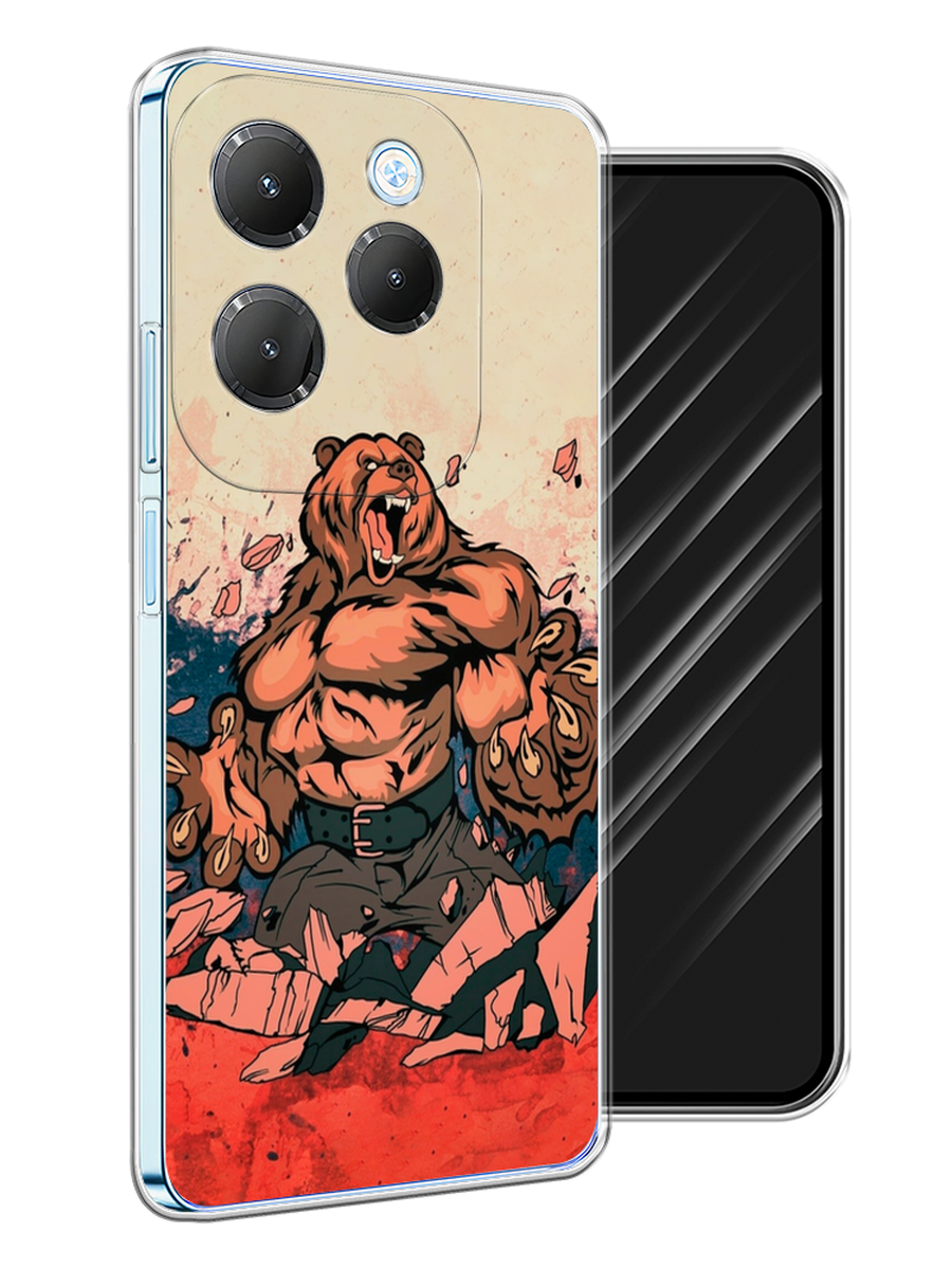 

Чехол Awog на Infinix Hot 40 Pro "Медведь с флагом РФ", Коричневый;синий;красный, 3105350-1