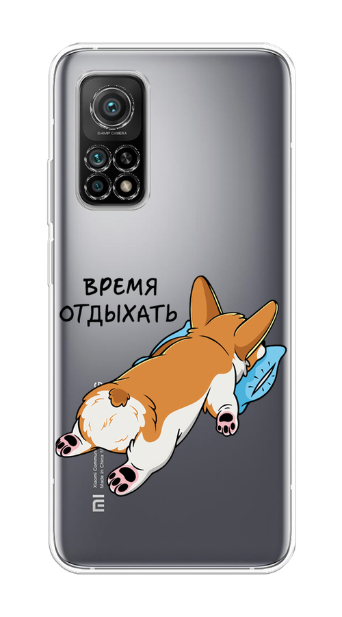 

Чехол на Xiaomi Mi 10T"Корги отдыхает", Черный;коричневый;голубой, 37750-1