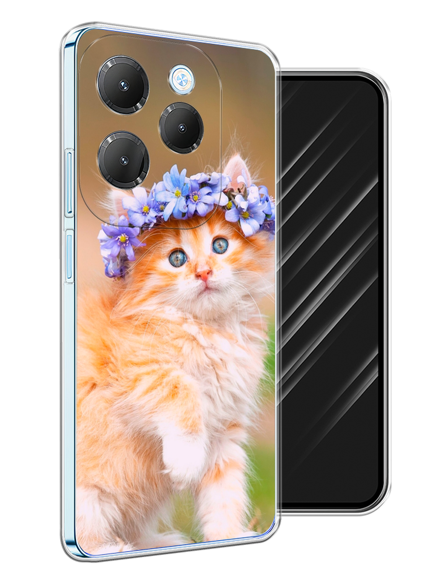 

Чехол Awog на Infinix Hot 40 Pro "Рыжий кот в венке", Коричневый;синий, 3105350-1