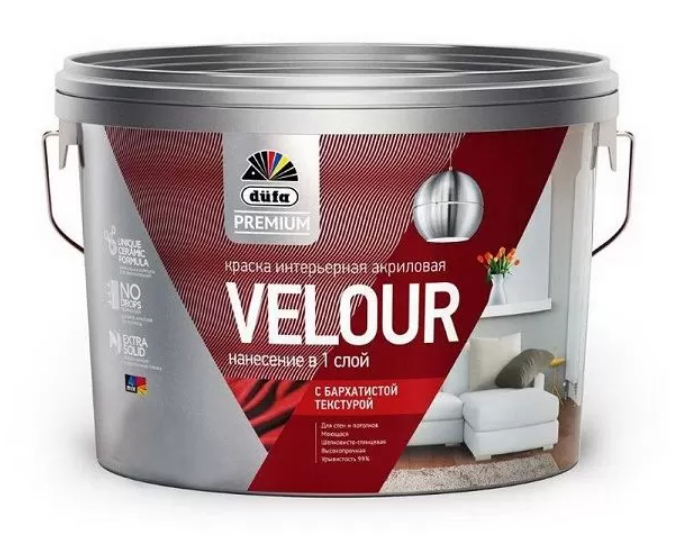 фото Краска для стен и потолков dufa premium velour интерьерная глубокоматовая база 1 2,5 л.