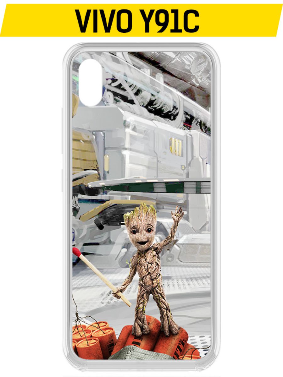 Чехол-накладка Krutoff Clear Case Стражи Галактики. Малыш Грут для Vivo Y91c