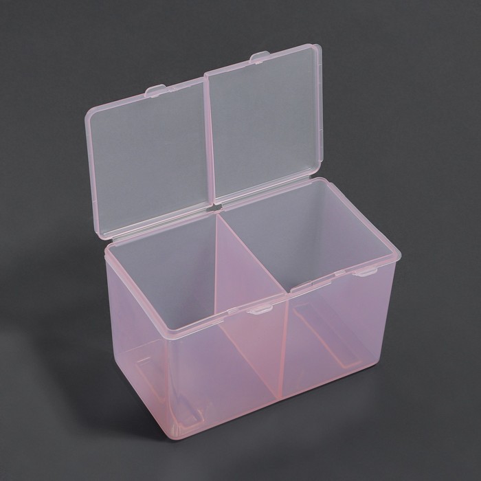 Органайзер для хранения, с крышкой, 2 ячейки, 6,7x12,5x7,5 см, цвет МИКС органайзер для хранения ватных палочек animals с крышкой 9 × 9 × 13 5 см в картонной коробке крышка микс