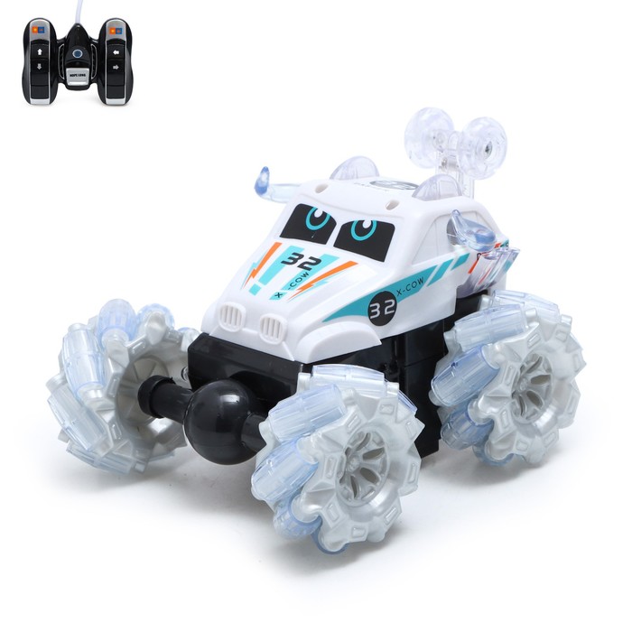 

Машина-перевёртыш радиоуправляемая «Трюкач», работает от батареек, свет, цвет белый