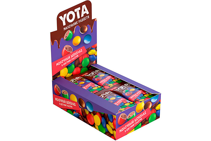 Драже молочный шоколад в цветной глазури, 40 г «Yota», (упаковка 20 шт.)