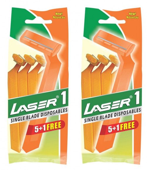 Станок одноразовый для бритья LASER Single Blade Disposables, 6шт, 1 лезвие, 2 уп станок для бритья dorco lsga100 для зон бикини 3 шт