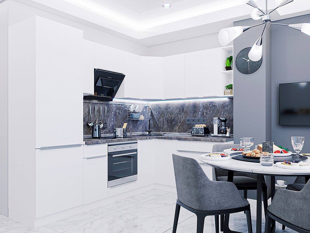 

Vivat Кухня Фьюжн-04 Silky White/Белый 2140*2500/1790*600