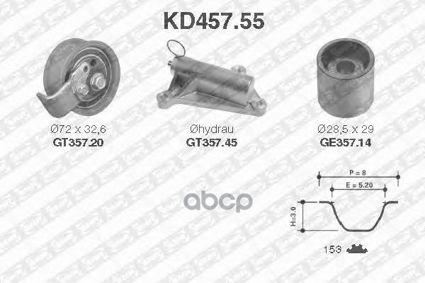 

Ремкомплект Грм (2ролика+Натяжитель) Vag 1.81.8t 95-05 Z-153 Snr Kd457.55 NTN-SNR арт. KD4