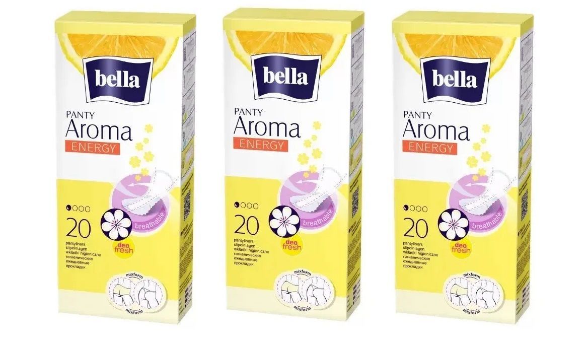 

Прокладки Bella ежедневные Panty Aroma Energy 20штук 3 упаковки, Белый