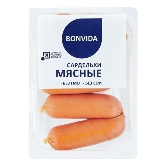 Сардельки Bonvida мясные +-500 г BONVIDA