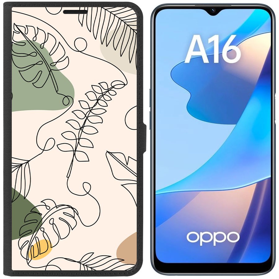 Чехол-книжка Krutoff Eco Book для Oppo A16 Линия весны (черный)