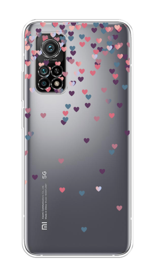 

Чехол на Xiaomi Mi 10T"Посыпка сердечки", Розовый;фиолетовый, 37750-3