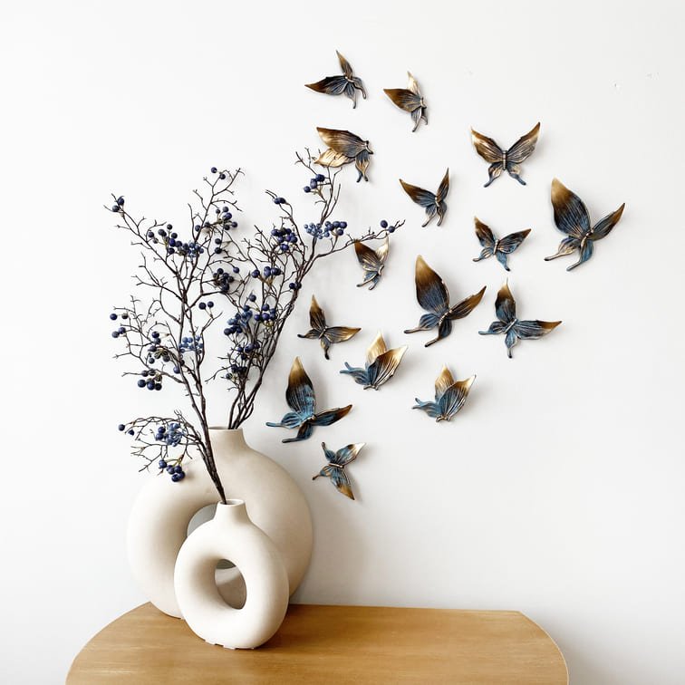 Настенный декор Бабочки 3d панно набор из 15 шт. МИНИ цвет Бирюза