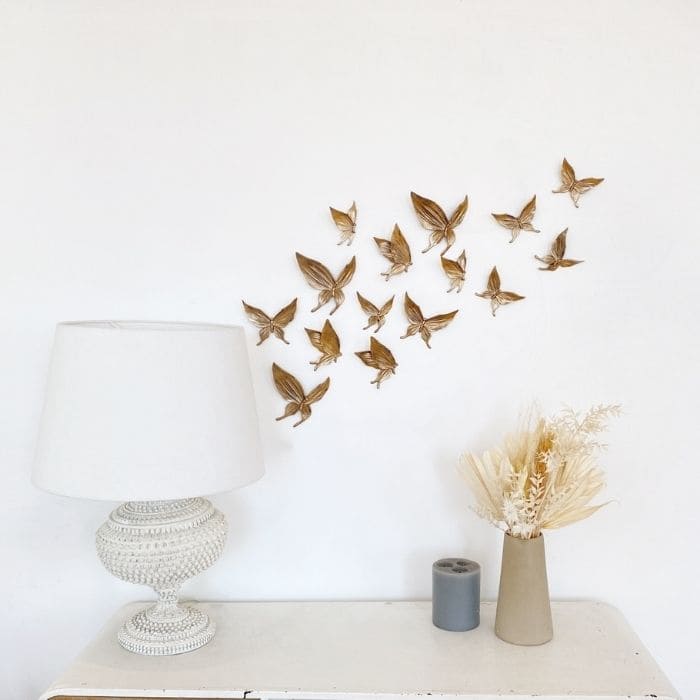 Настенный декор Бабочки 3d панно набор из 15 шт. МИНИ цвет Бронза