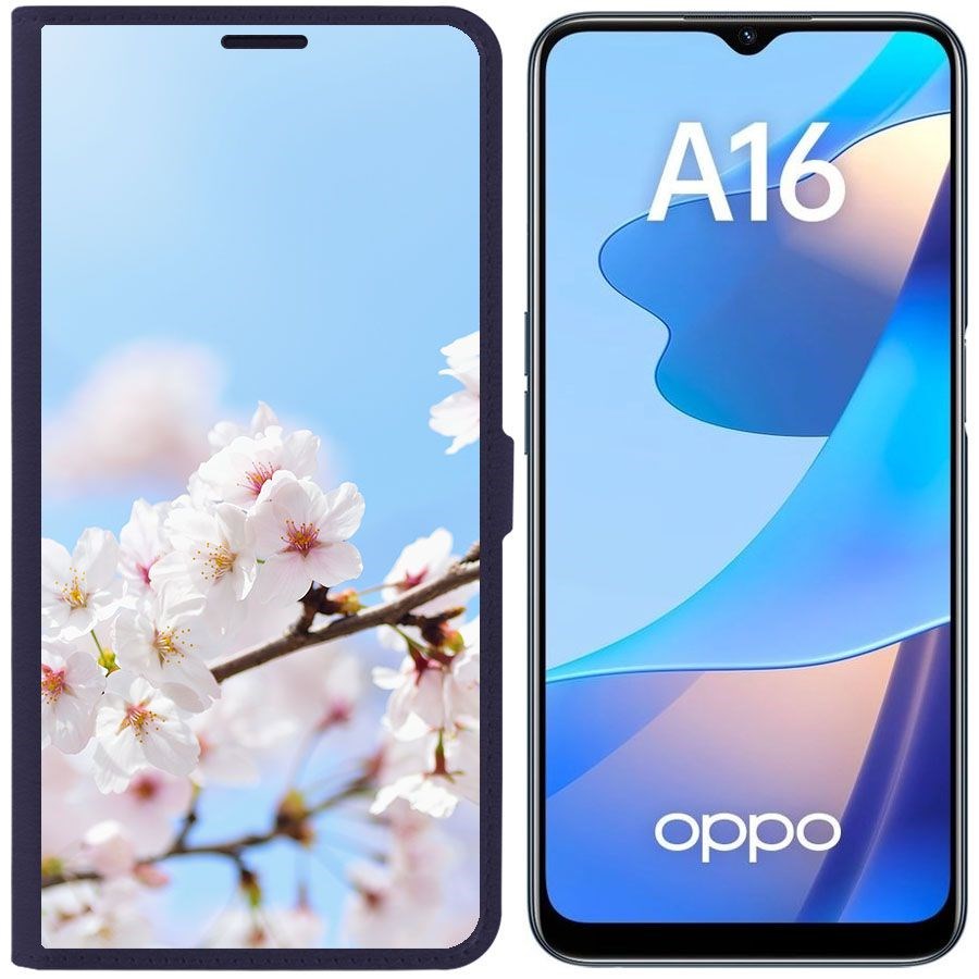 Чехол-книжка Krutoff Eco Book для Oppo A16 Цветение (синий)