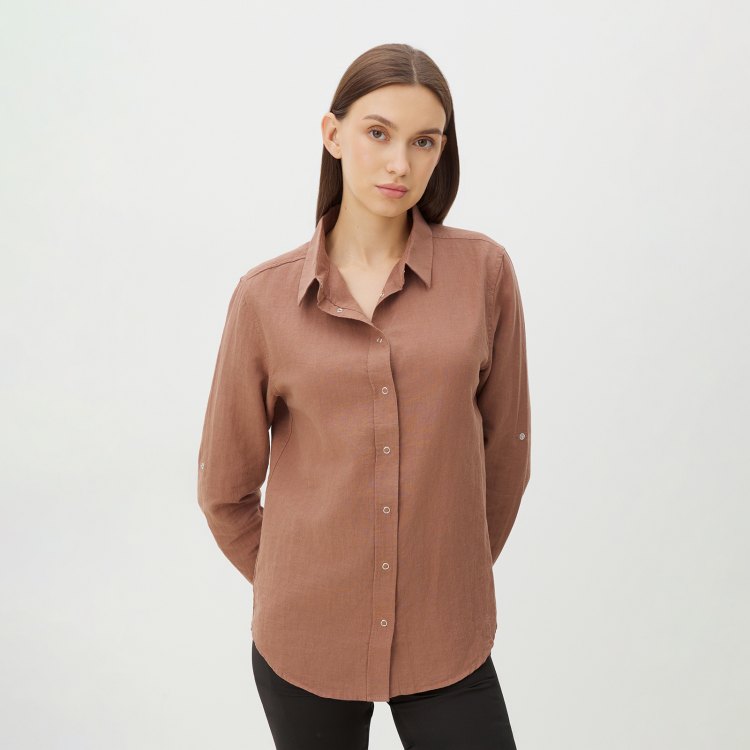 

Рубашка женская Maison David BLN923 бежевая L, Бежевый, BLN923