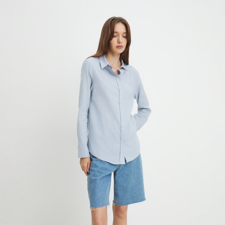 

Рубашка женская Maison David BLN923-1 голубая S, Голубой, BLN923-1