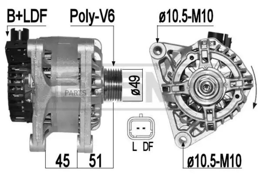 

ERA Генератор CITROEN C4, PEUGEOT 207307 1.41.6 ERA 209438