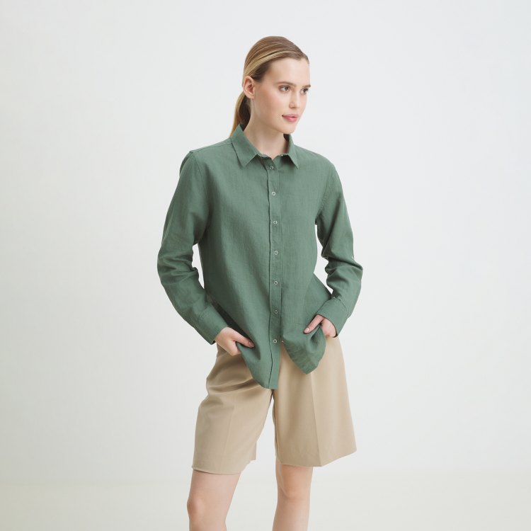 

Рубашка женская Maison David BLN923-1 зеленая M, Зеленый, BLN923-1