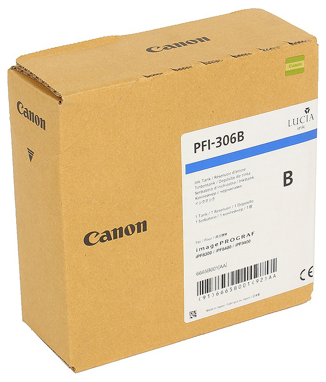 

Картридж для струйного принтера Canon PFI-306 B синий, оригинал, Голубой, PFI-306 B