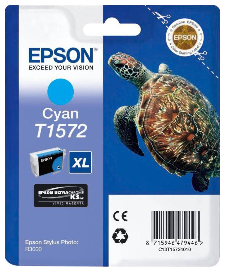 

Картридж для струйного принтера Epson C13T15724010, голубой, оригинал, t1572
