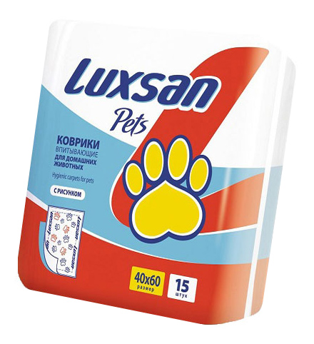 Пеленки для кошек и собак одноразовые LUXSAN Premium 60x40 см, 15 шт