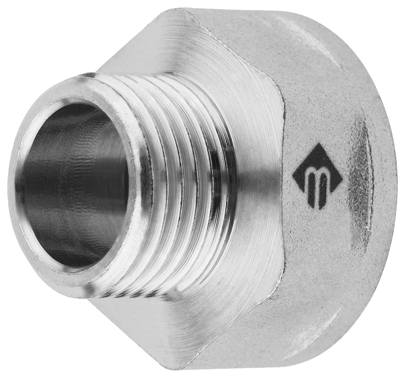 

Переходник Зубр "ЭКСПЕРТ" удлиненный цилиндрический, никелированная латунь, 3/4"х1/2", ЭКСПЕРТ