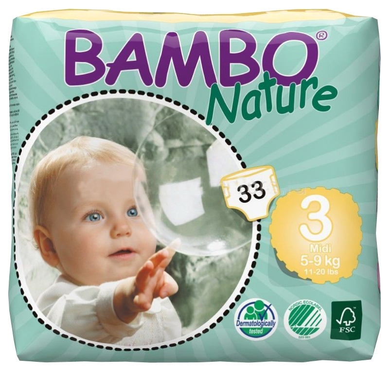 Подгузники BAMBO Nature Midi 3 (5-9 кг) 33 шт.