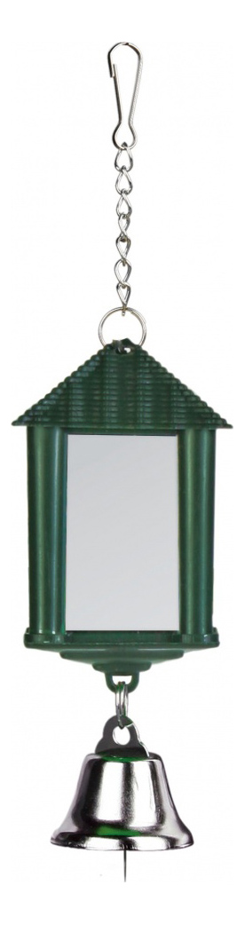 Зеркало для попугаев TRIXIE Кубик с зеркалом и колоколом, разноцветный, 4х2х8 см