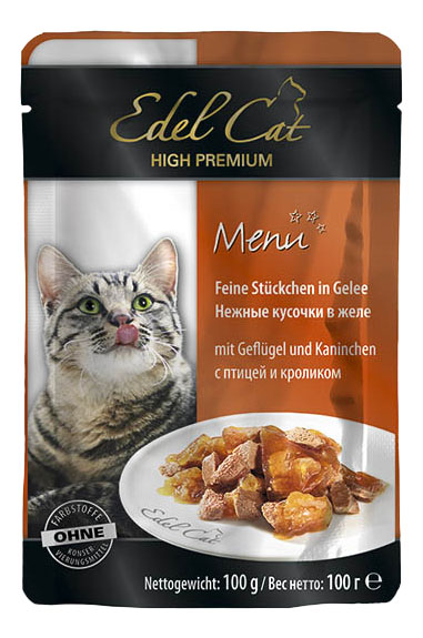 фото Влажный корм для кошек edel cat, домашняя птица, кролик, 100г