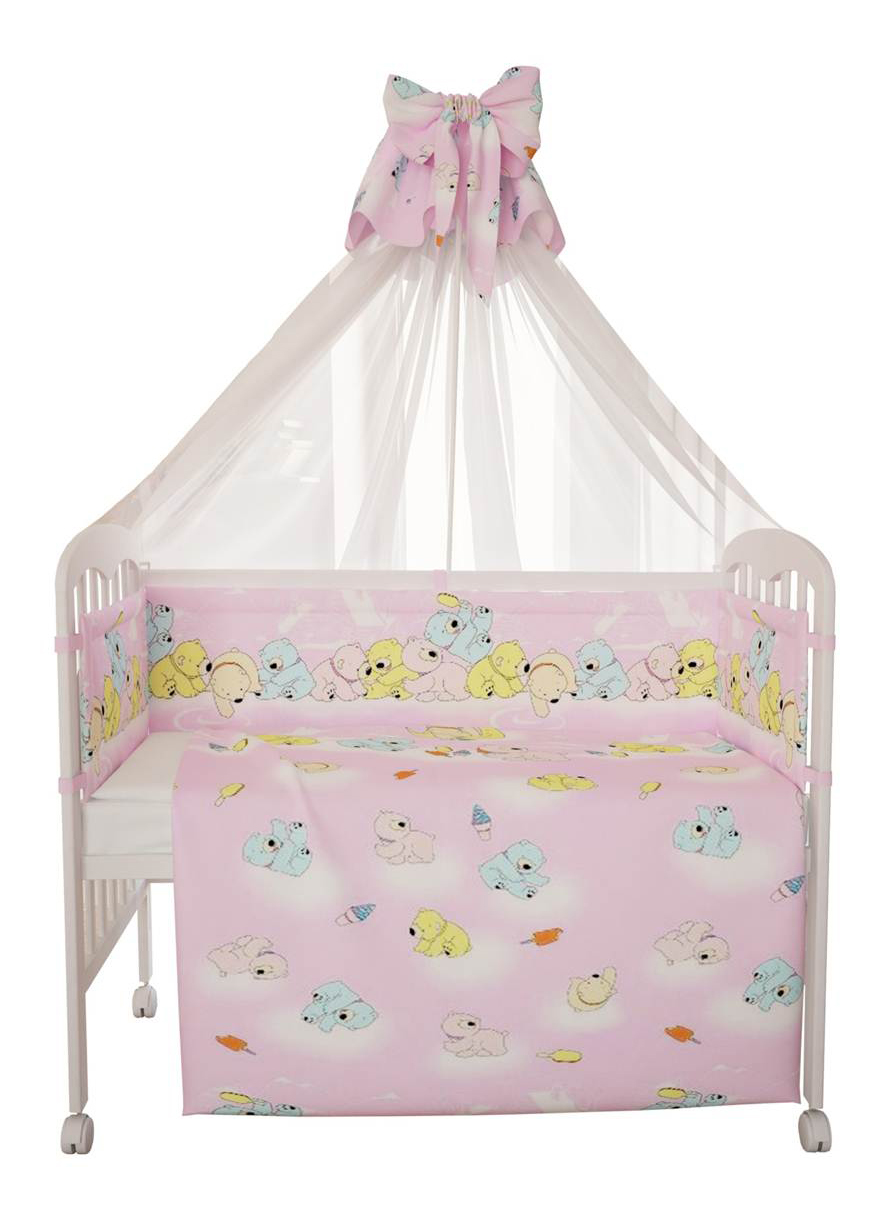 фото Комплект детского постельного белья фея мишки 7 предметов розовый тополь