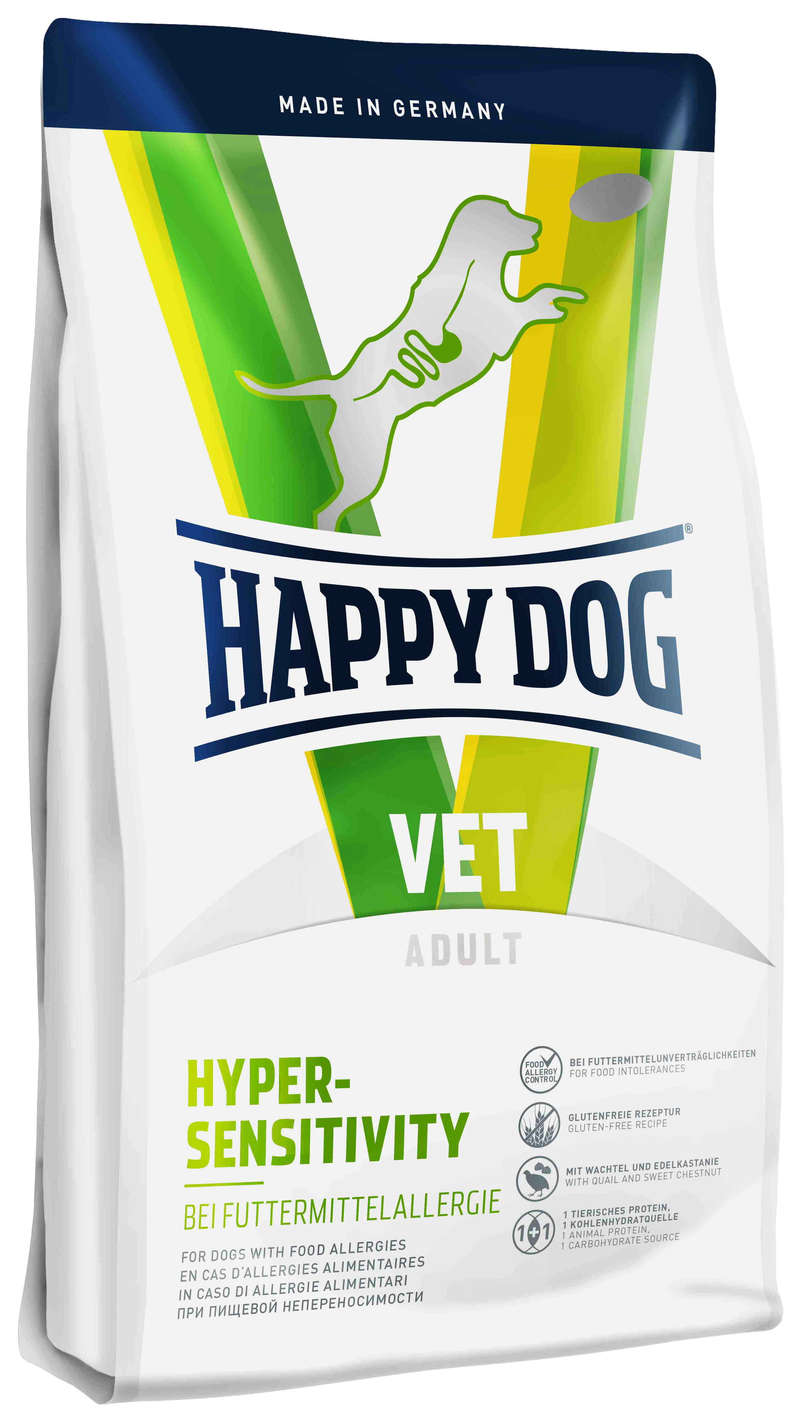 фото Сухой корм для собак happy dog vet adult hypersensitivity, при пищевой аллергии, мясо, 4кг