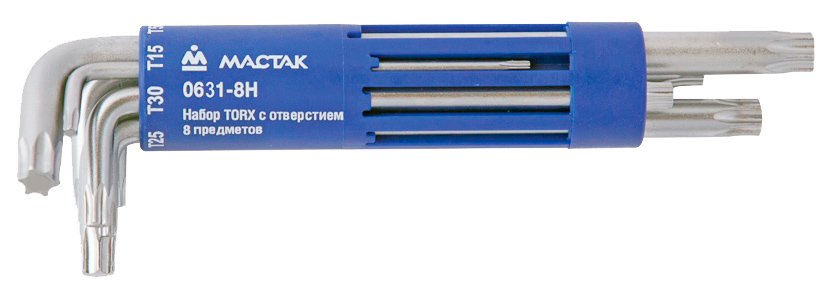 Торцевой Г-образный ключ МАСТАК набор TORX Т10-Т50 8 предметов 0631-8HB съемник шкивов мастак