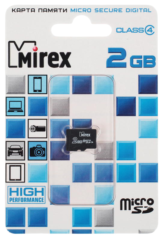 Карта памяти Mirex Micro SDHC 13612-MCROSD02 2GB