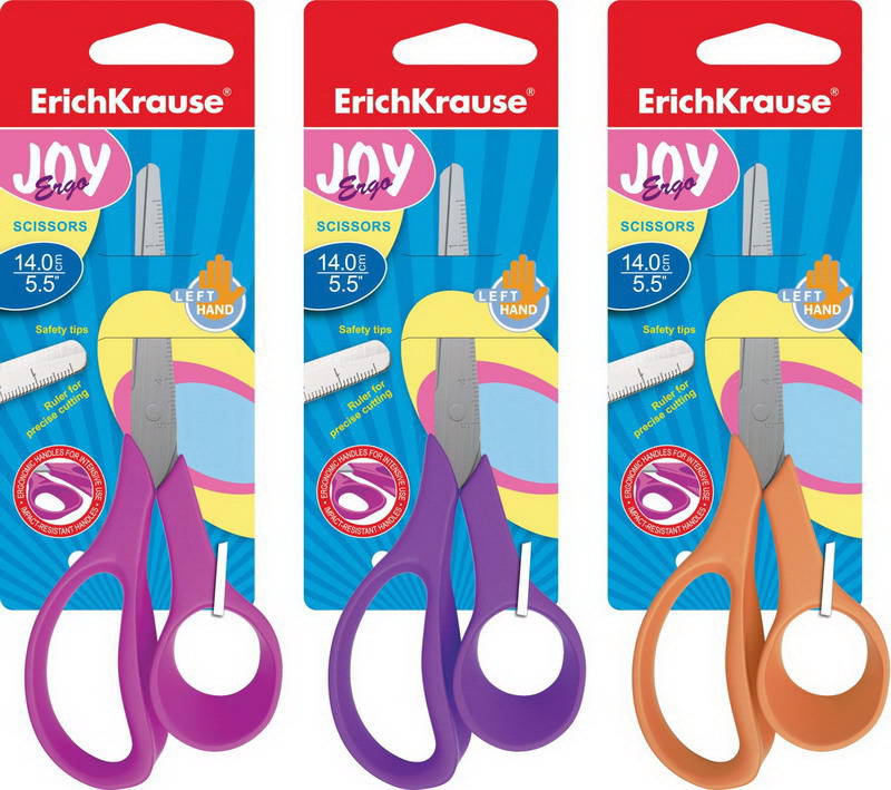 Ножницы для левшей ErichKrause® Joy Ergo, 14см (в блистере по 1 шт.)