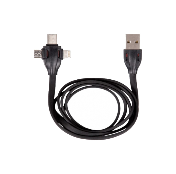 фото Кабель ritmix rcc-300 3в1 microusb+usb tupe-c+lightning 8 pin - usb, 1 метр, 2a black