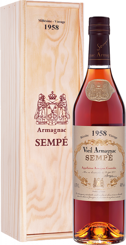 

Арманьяк Sempe Vieil, Armagnac AOC , 40 %, 700 мл, 1958г, gift box