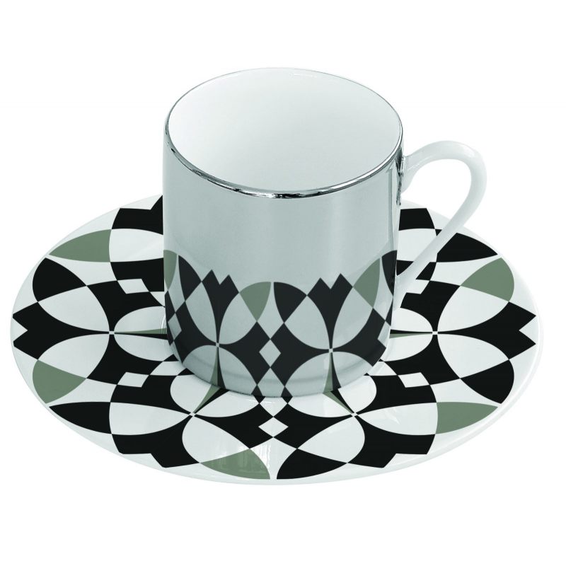

Зеркальная кофейная пара черно-белая геометрия Mirrored coffee