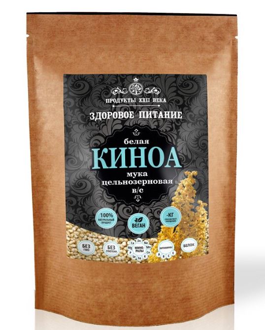 

Киноа белая Продукты XXII века мука цельнозерновая в/с 400 г