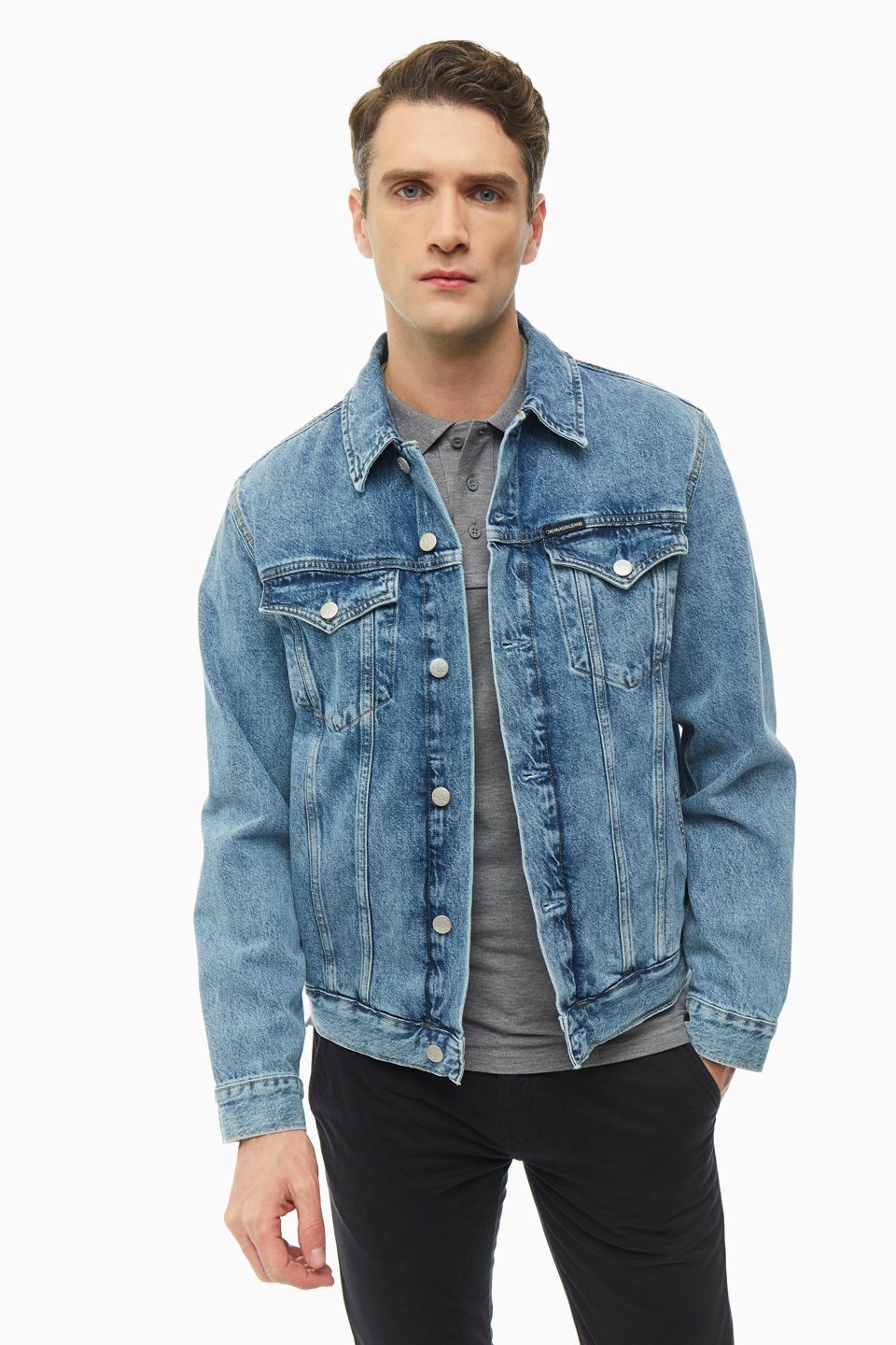 

Джинсовая куртка мужская Calvin Klein Jeans J30J314389.1AA0 синяя L, Синий, J30J314389.1AA0