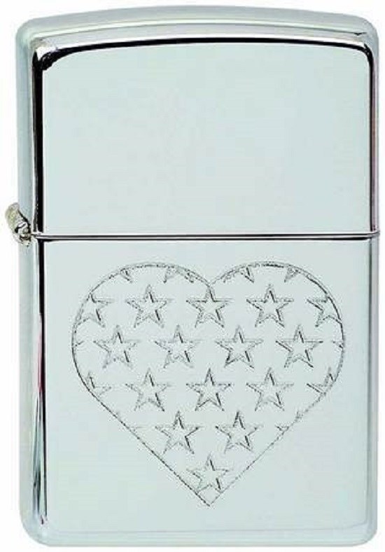 

Бензиновая зажигалка Zippo Star Heart 297 High Polish Chrome, Серебристый, Star Heart 297