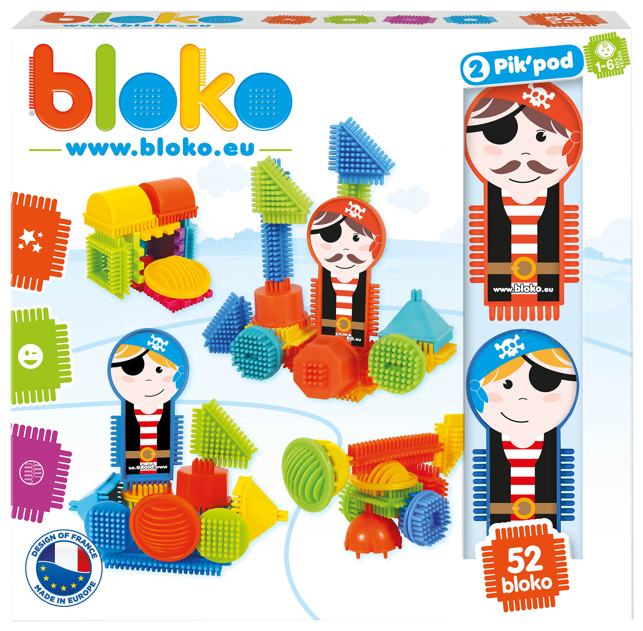 фото Игольчатый конструктор "bloko". 50 деталей + 2 человечка (пираты)