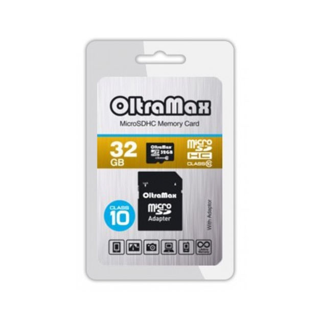 фото Карта памяти oltramax microsd 32gb class 10 + sd адаптер